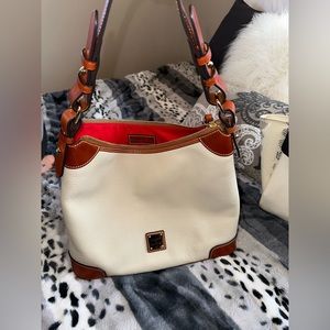 **Like new** White and brown leather trim Dooney and Bourke purse